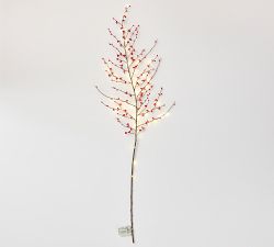 Lit Faux Red Berry Branch