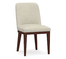 Open Box: Layton Upholstered Side Dining Chair - Performance Heathered Basketweave Alabaster, Mahogany Legs