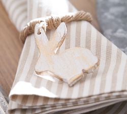 Wood Bunny Napkin Ring, Set of 4