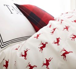 Jumping Reindeer Organic Flannel Cotton Sheet Set