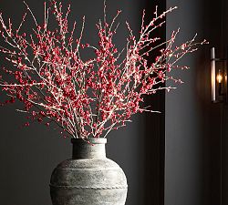 Lit Faux Red Berry Branch