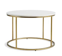 Open Box: Delaney 25" Round Marble Coffee Table, Brass