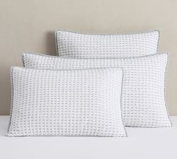 Pick-Stitch Wheaton Reversible Striped Cotton Quilted Sham