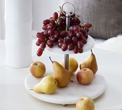 White Marble Pewter Tiered Stand