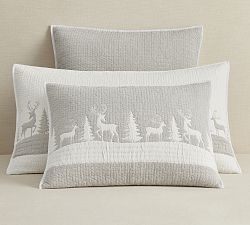 Winter Deer Reversible Applique Quilted Sham