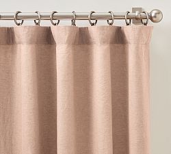 Open Box: Belgian Flax Linen Blackout Curtain, 50"W x 96"L - Soft Apricot