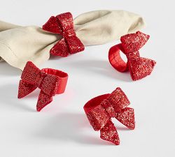 Beaded Bow Napkin Rings - Set of 4