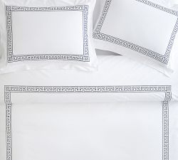 Geo Embroidered Organic Percale Duvet Cover