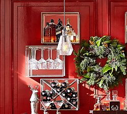 Mirrored Entertaining Shelves, Pewter