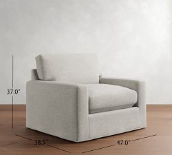 PB Comfort Modern Square Arm Slipcovered Chair and a Half