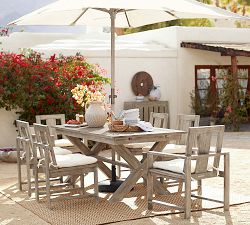 Indio Eucalyptus X-Base Extendable Dining Table + Chair Dining Set