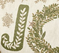 Joy Wreath Embroidered Lumbar Pillow