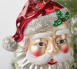 Oversized Glass Santa Ornament