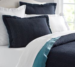 Solid Reversible Kantha Quilt &amp; Shams