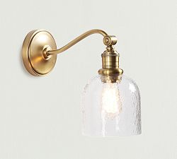 Textured Glass Curved Arm Sconce (6'')