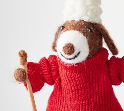 Felt Dog on Skis Ornament
