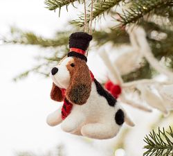 Felt Basset Hound With Top Hat Ornament