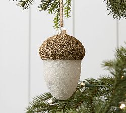 Handcrafted Beaded Glass Acorn Ornament - Set of 3