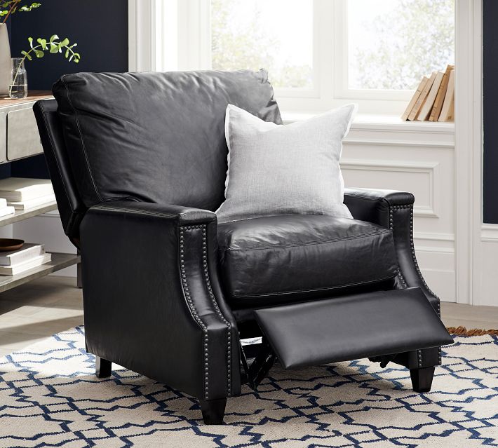 James Square Leather Recliner Chair | Pottery Barn