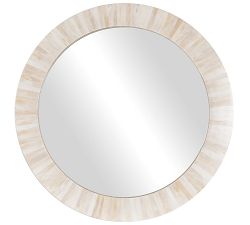Nevaeh White Bone Round Wall Mirror