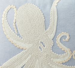 Octopus Embroidered Pillow Cover