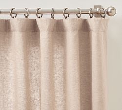 Open Box: Belgian Flax Linen Light Filtering Curtain, 50"W x 120"L - Rosewater