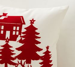 Winter Forest Embroidered Outdoor Pillow