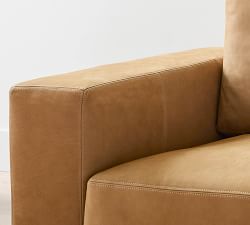 Carmel Wide Arm Leather Wood Base Return Bumper Sectional (113"&ndash;125")