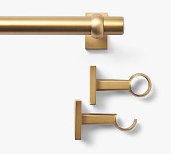Open Box: Standard Curtain Rod &amp; Wall Bracket, 108"-144" (1.25" Diam) - Brass