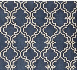 Custom Scroll Tile Hand-Tufted Wool Rug
