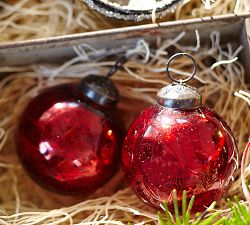 Mercury Glass Ball Ornaments, Set of 12 - Red