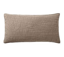 Open Box: Belgian Flax Linen Handcrafted Quilted Sham, King, Set of 2 - Mocha