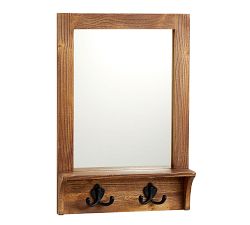 Wade Entryway Mirror with Hooks - Pine