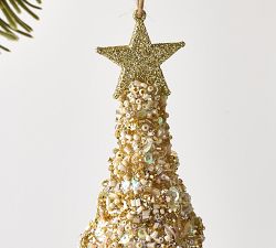 White Glitter Mercury Glass Tree Ornament