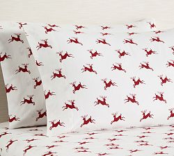 Jumping Reindeer Organic Flannel Cotton Sheet Set