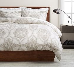 Open Box: Sonya Medallion Organic Percale Duvet Cover, Twin/Twin XL - Neutral