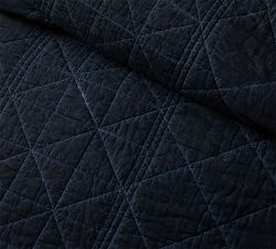 The Emily &amp; Meritt  Indigo Stitch Cotton Quilt &amp; Shams