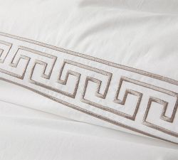 Geo Embroidered Organic Percale Duvet Cover