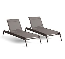 Torrey Wicker Stackable Outdoor Single Chaise Lounge, Set of 2
