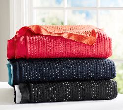 Solid Reversible Kantha Quilt &amp; Shams