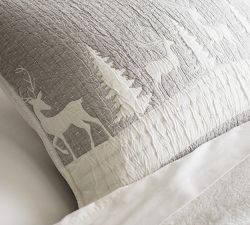 Winter Deer Reversible Applique Quilted Sham
