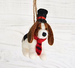 Felt Basset Hound With Top Hat Ornament