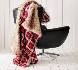 Nottingham Faux Fur Plaid Throw