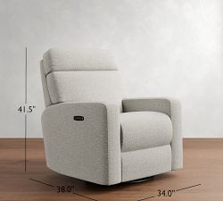 PB Comfort Modern Square Arm Deluxe Power Swivel Recliner
