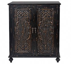 Hoell Carved Wood Storage Cabinet