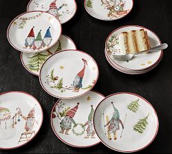 12 Gnomes of Christmas Stoneware Appetizer Plates 