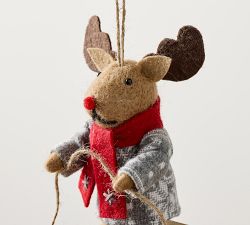 Sledding Moose Ornament