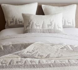 Winter Deer Reversible Applique Quilted Sham