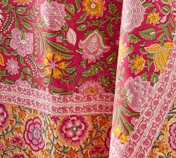 Annalise Block Print Cotton Tablecloth