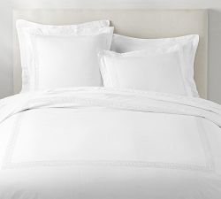 Geo Embroidered Organic Percale Duvet Cover